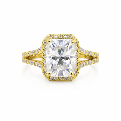 5 Ct Emerald Cut Lab Grown Diamond Ring — VS1 Clarity, 18k Yellow Gold Vermeil