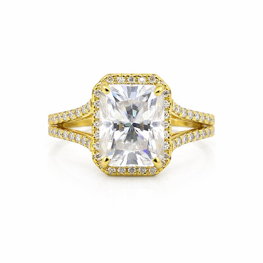 5 carat emerald cut lab-grown diamond ring in 18k yellow gold vermeil setting