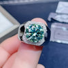 5.8 ct DEW Blue Moissanite Round Solitaire Ring - 18K Gold Vermeil on 925 Sterling Silver