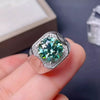 5.8 ct DEW Blue Moissanite Round Solitaire Ring - 18K Gold Vermeil on 925 Sterling Silver