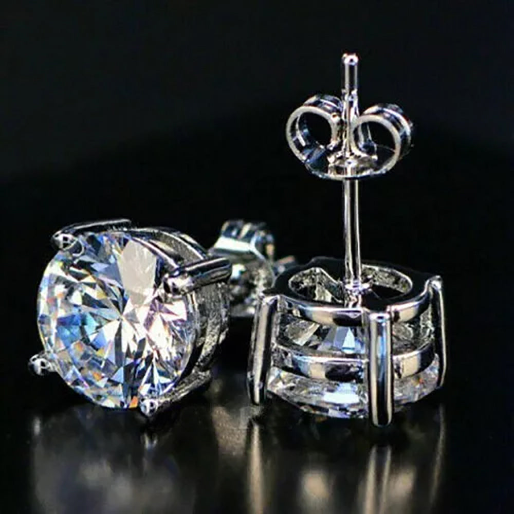 4.20ct DEW White Moissanite Round Stud Earrings