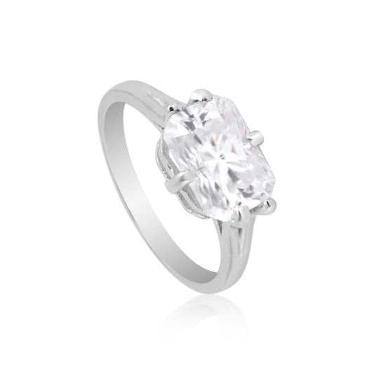 24.30 Ct Certified Radiant Cut White Solitaire Moissanite Gold Vermeil Ring