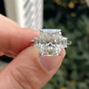 5.7 ct DEW White Moissanite Radiant Solitaire Ring - 18K Gold Vermeil on 925 Sterling Silver