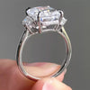 5.7 ct DEW White Moissanite Radiant Solitaire Ring - 18K Gold Vermeil on 925 Sterling Silver