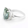 7.8 ct DEW Blue Moissanite Emerald Solitaire Ring - 18K Gold Vermeil on 925 Sterling Silver