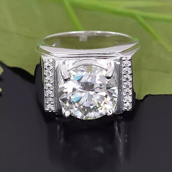 5.95 Ct White Moissanite Round Solitaire Ring - 925 Sterling Silver Gold Vermeil