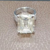 12.65 Ct White Moissanite Emerald Solitaire Ring - 925 Sterling Silver Gold Vermeil