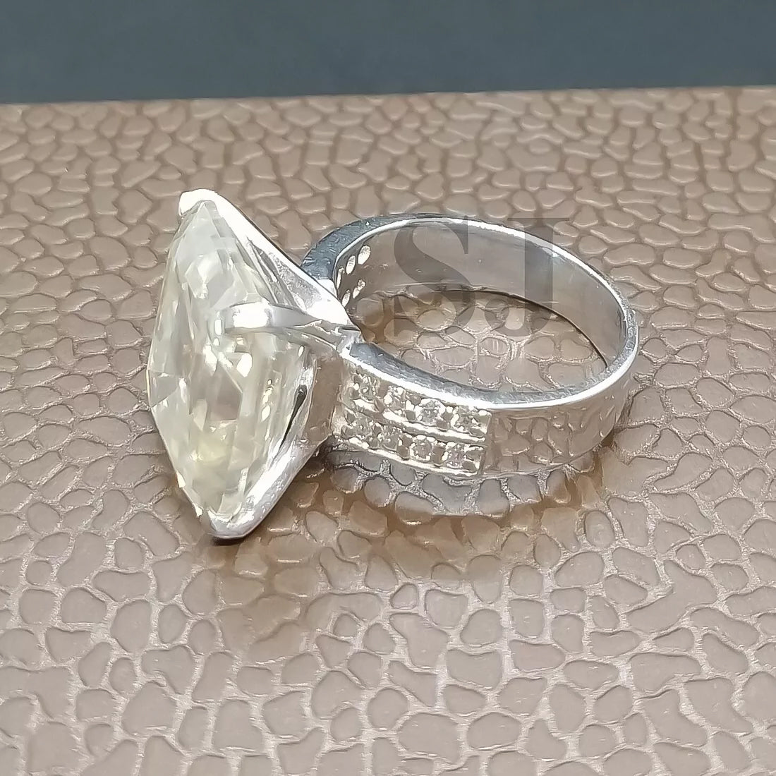 12.65 Ct White Moissanite Emerald Solitaire Ring - 925 Sterling Silver Gold Vermeil