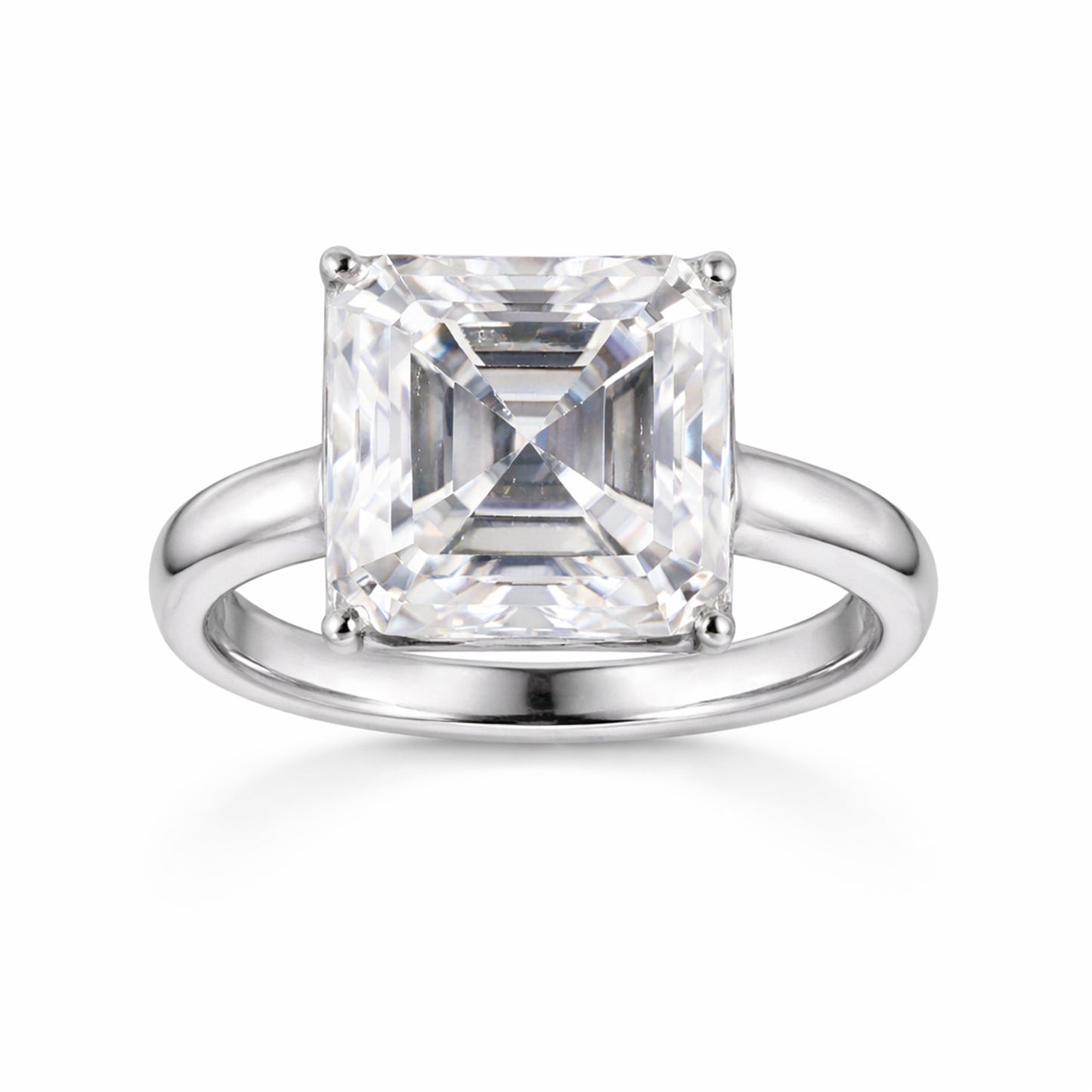 16.1 ct DEW White Moissanite Radiant Solitaire Ring - 18K Gold Vermeil on 925 Sterling Silver