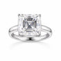 16.1 ct DEW White Moissanite Radiant Solitaire Ring - 18K Gold Vermeil on 925 Sterling Silver