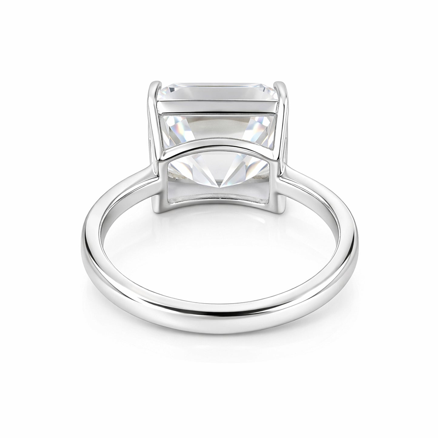 16.1 ct DEW White Moissanite Radiant Solitaire Ring - 18K Gold Vermeil on 925 Sterling Silver