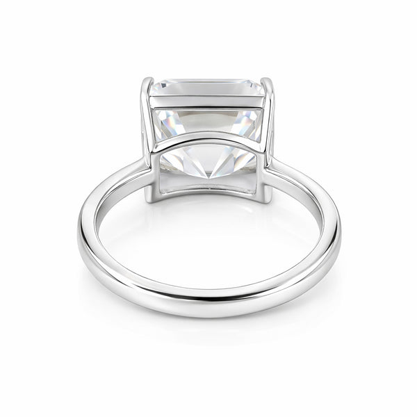 16.1 ct DEW White Moissanite Radiant Solitaire Ring - 18K Gold Vermeil on 925 Sterling Silver