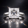 16.1 ct DEW White Moissanite Radiant Solitaire Ring - 18K Gold Vermeil on 925 Sterling Silver