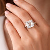 16.1 ct DEW White Moissanite Radiant Solitaire Ring - 18K Gold Vermeil on 925 Sterling Silver