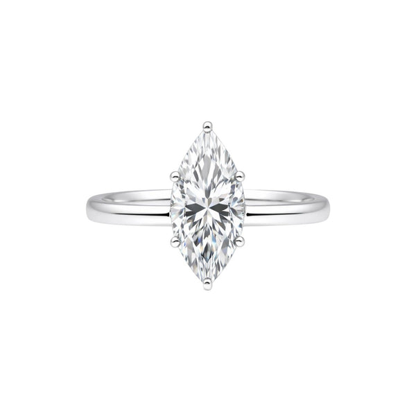 1.50 Ct Certified Marquise Cut White Moissanite Ring In 18K Gold Plated