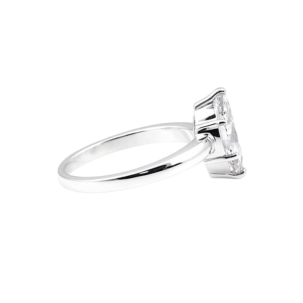 1.50 Ct Certified Marquise Cut White Moissanite Ring In 18K Gold Plated