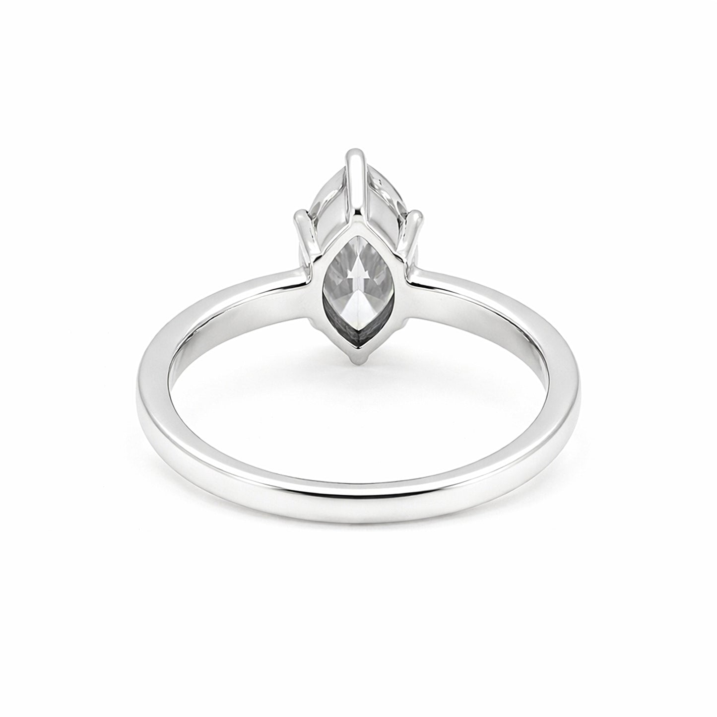 1.50 ct DEW Certified Marquise Cut White Moissanite Ring In 18K Gold Plated