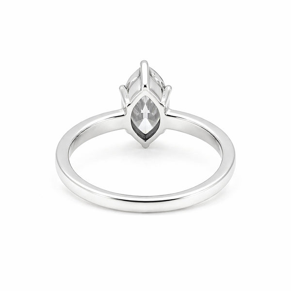 1.50 ct DEW Certified Marquise Cut White Moissanite Ring In 18K Gold Plated