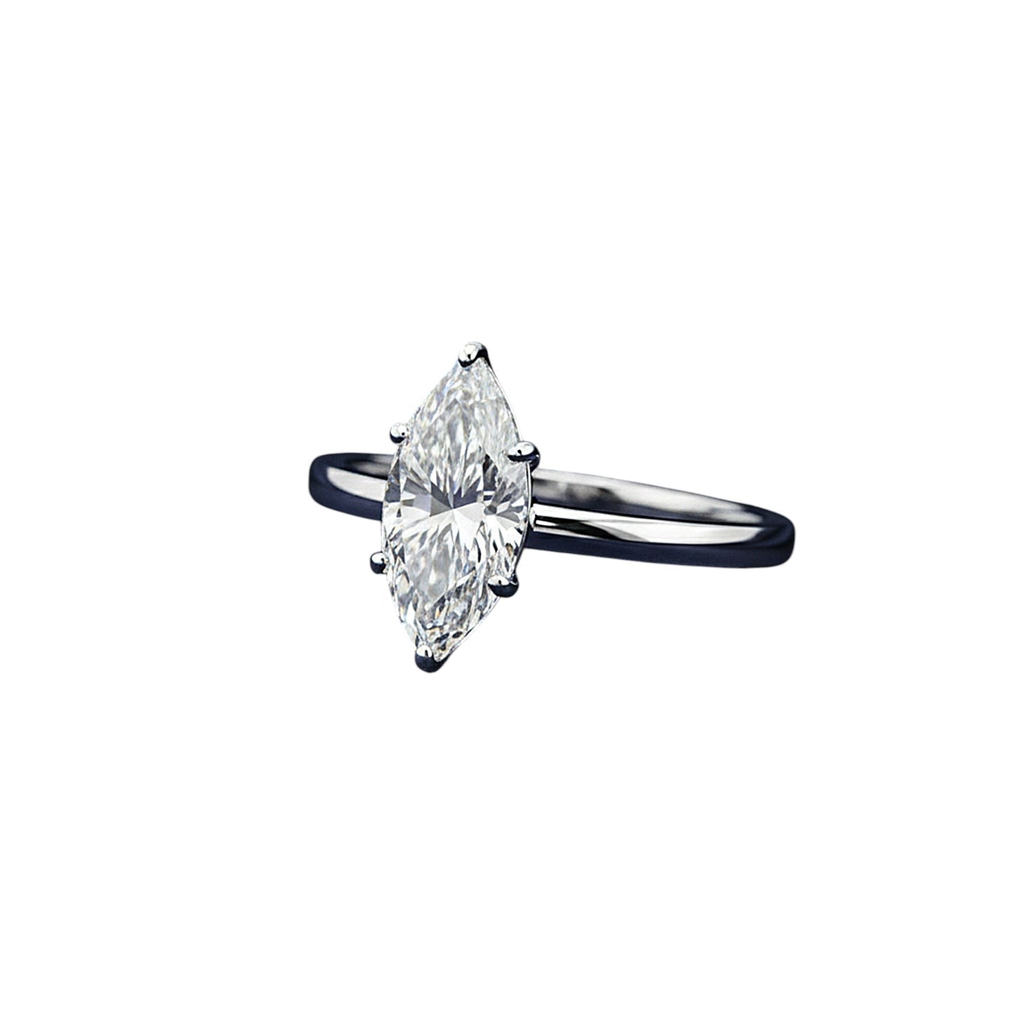 1.50 Ct Certified Marquise Cut White Moissanite Ring In 18K Gold Plated