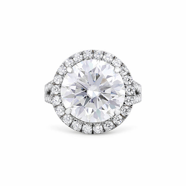 Certified 5.90 Ct Round Cut White Moissanite Solitaire Ring In Gold Vermeil