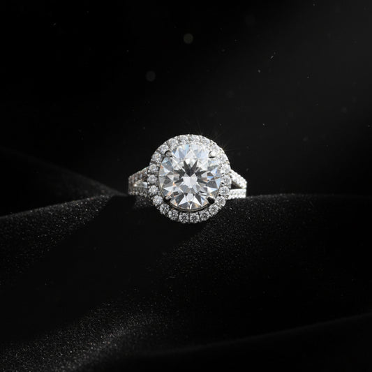 Certified 5.90 Ct Round Cut White Moissanite Solitaire Ring In Gold Vermeil