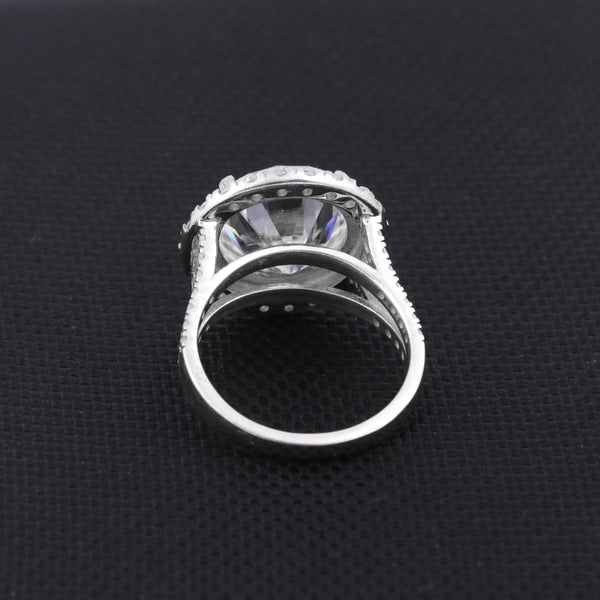 Certified 5.90 Ct Round Cut White Moissanite Solitaire Ring In Gold Vermeil