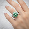 10.5 ct DEW Blue Moissanite Round Solitaire Ring - 18K Gold Vermeil on 925 Sterling Silver
