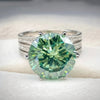 10.5 ct DEW Blue Moissanite Round Solitaire Ring - 18K Gold Vermeil on 925 Sterling Silver