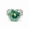10.5 ct DEW Blue Moissanite Round Solitaire Ring - 18K Gold Vermeil on 925 Sterling Silver