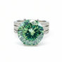 10.5 ct DEW Blue Moissanite Round Solitaire Ring - 18K Gold Vermeil on 925 Sterling Silver