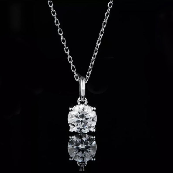 Certified 2.80 ct DEW Round Cut White Moissanite Solitaire Pendant In 18K Gold Plated V 18K Gold Plated
