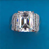 5.3 ct DEW White Moissanite Emerald Solitaire Ring - 18K Gold Vermeil on 925 Sterling Silver