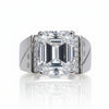 5.3 ct DEW White Moissanite Emerald Solitaire Ring - 18K Gold Vermeil on 925 Sterling Silver