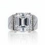 5.3 ct DEW White Moissanite Emerald Solitaire Ring - 18K Gold Vermeil on 925 Sterling Silver
