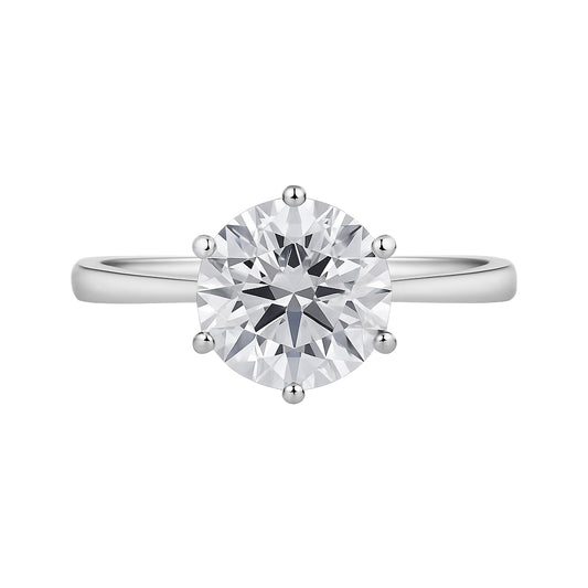 5.0 ct DEW White Moissanite Round Solitaire Ring - 18K Gold Vermeil on 925 Sterling Silver