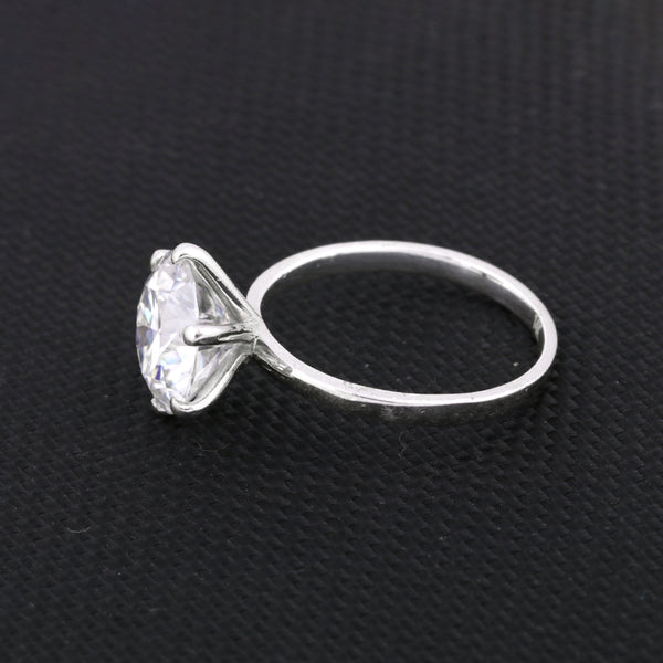 3.50 Ct Certified White Round Cut Moissanite Solitaire Ring 18K Gold Plated