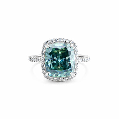 4.40 Ct Emerald Cut Blue Lab Grown Diamond Ring — VS1 Clarity, 18k Gold Vermeil