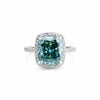 7.0 Ct Blue Moissanite Cushion Solitaire Ring - 925 Sterling Silver Gold Vermeil