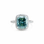 7.0 Ct Blue Moissanite Cushion Solitaire Ring - 925 Sterling Silver Gold Vermeil