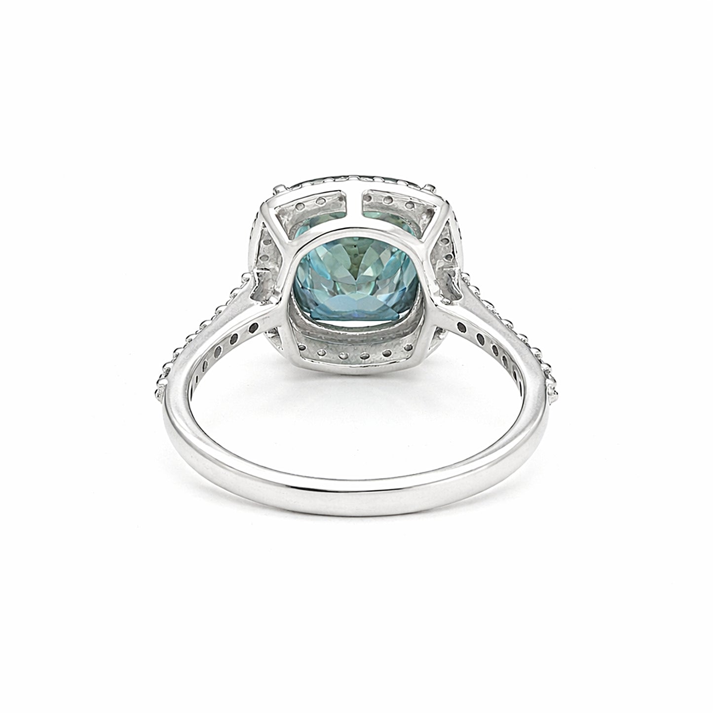 7.0 Ct Blue Moissanite Cushion Solitaire Ring - 925 Sterling Silver Gold Vermeil