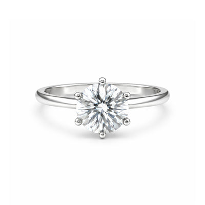 5.3 Ct White Moissanite Round Solitaire Ring - 925 Sterling Silver Gold Vermeil