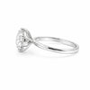 Close-up of 2.5 carat round brilliant lab diamond showing fire and brilliance