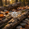 Top view of round brilliant lab diamond ring showing four-prong vermeil setting