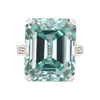 18.6 Ct Blue Moissanite Emerald Solitaire Ring - 925 Sterling Silver Gold Vermeil
