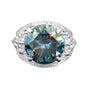 RARE 16.10 Ct Certified Treated Blue Moissanite Solitaire Ring In Gold Vermeil