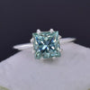 5.5 ct DEW Blue Moissanite Princess Solitaire Ring - 18K Gold Vermeil on 925 Sterling Silver