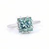 5.5 ct DEW Blue Moissanite Princess Solitaire Ring - 18K Gold Vermeil on 925 Sterling Silver