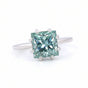 5.5 ct DEW Blue Moissanite Princess Solitaire Ring - 18K Gold Vermeil on 925 Sterling Silver