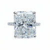 14.6 ct DEW White Moissanite Radiant Solitaire Ring - 18K Gold Vermeil on 925 Sterling Silver