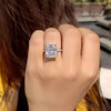 14.6 ct DEW White Moissanite Radiant Solitaire Ring - 18K Gold Vermeil on 925 Sterling Silver